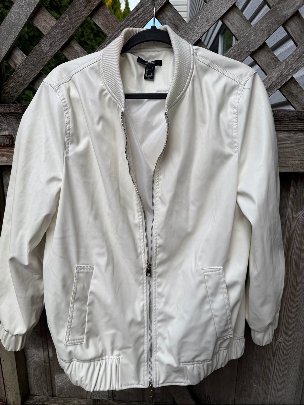 Forever 21 White Bomber Jacket